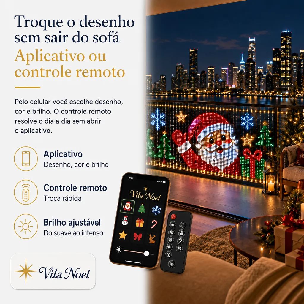 controle pelo celular ou remoto