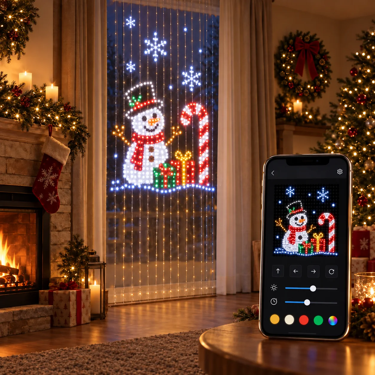 Cortina de LED Inteligente para Janela — Desenhos pelo Celular
