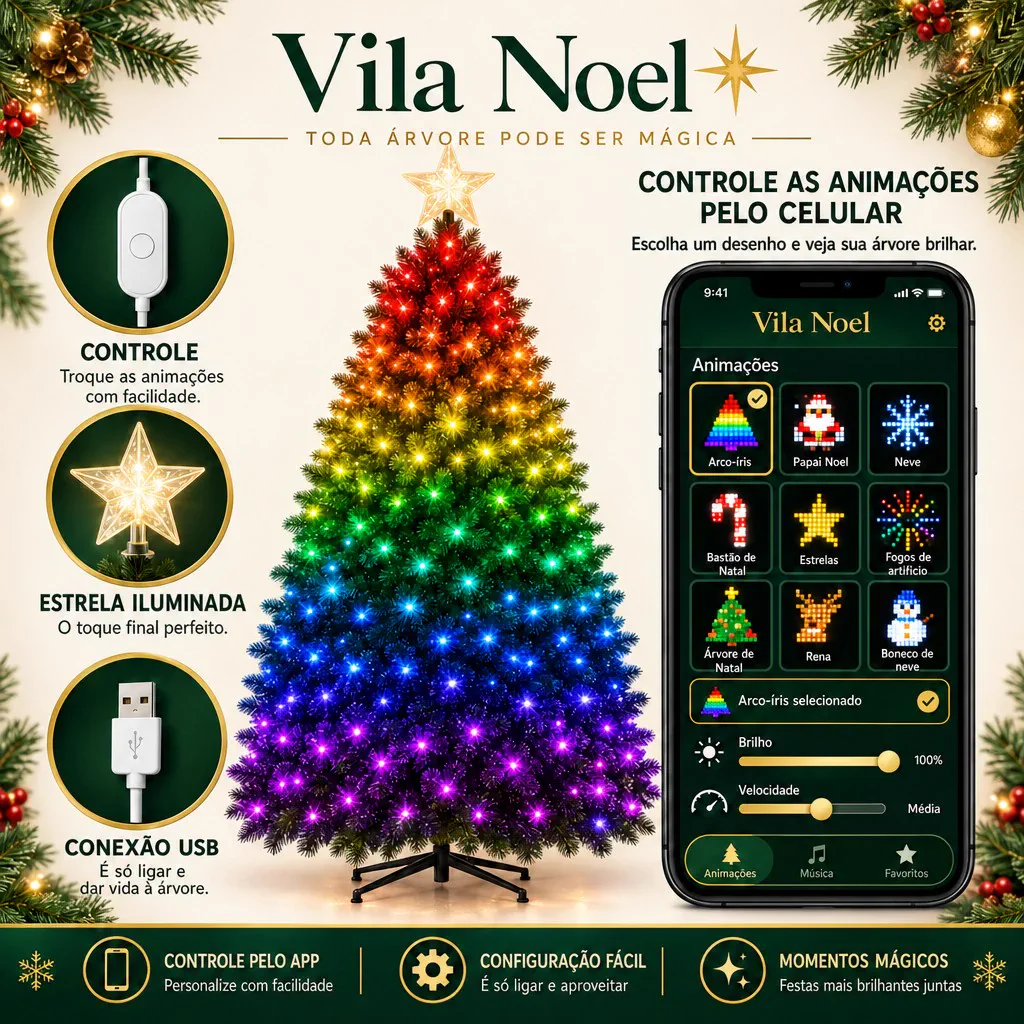 Luzes Inteligentes para Árvore de Natal — Controle pelo Celular