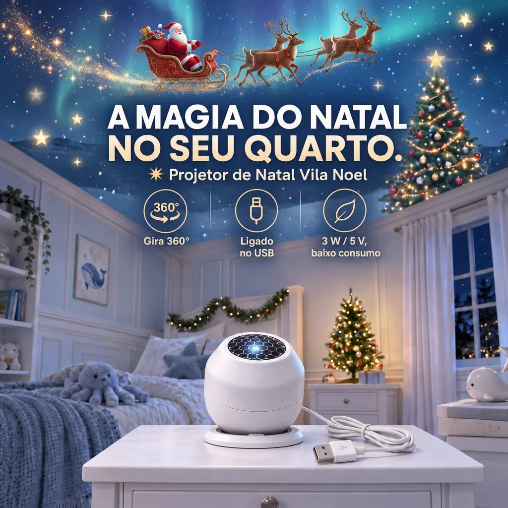 Projetor de Natal Trenó do Papai Noel — Teto e Parede